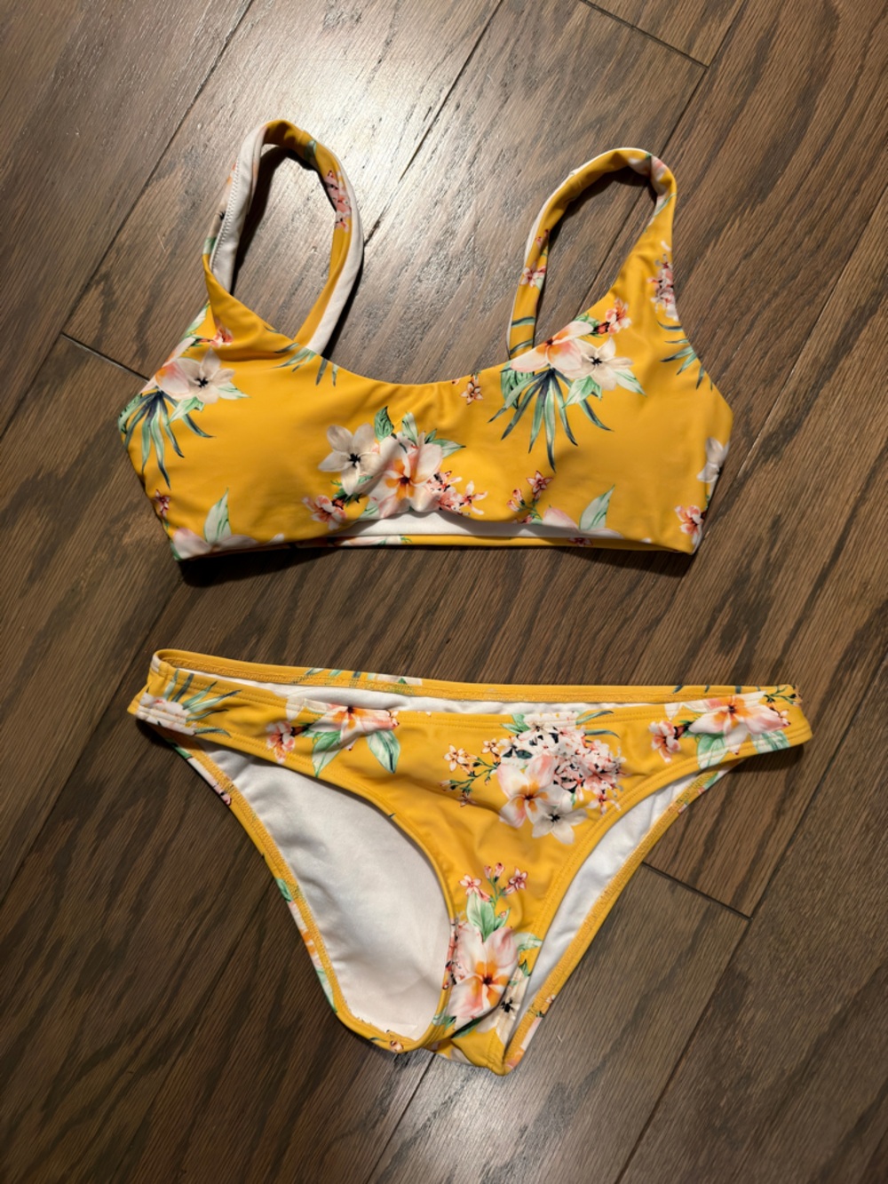 Express Yellow Floral Bikini set with White Lining